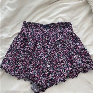 flowy floral shorts